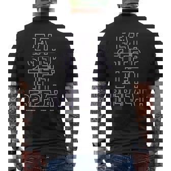 Eat Sleep Lift Repeat Gym Pump Cover Levantamiento De Pesas Camiseta Hombre Estampado Espalda - Regaloses