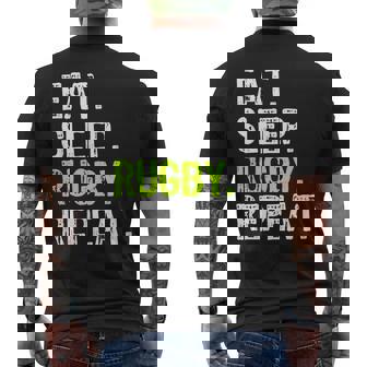 Eat Sleep Rugby Repeat Player Fan Lover Men's T-shirt Back Print - Thegiftio