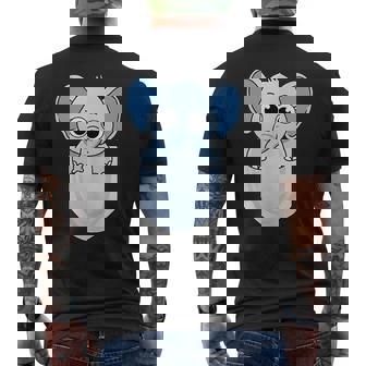 Elephant In Pocket Elephant Lover Men's Back Print T-Shirt - Monsterry