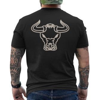 Farmer Bull Face Animal Graphic Design Head With Cow Men's Back Print T-Shirt - Monsterry