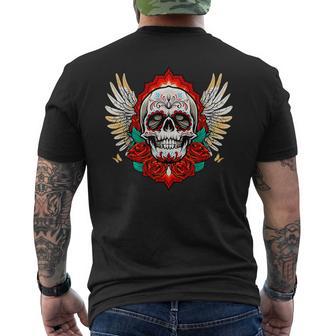 Feliz Dia De Los Muertos Sugar Skull Heaven Angel T-Shirt mit Rückendruck - Geschenkecke