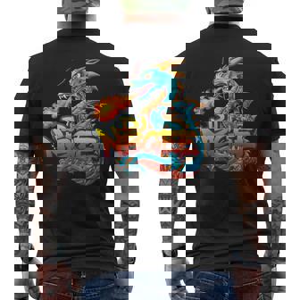 Fire Breathing Dragon Men's Back Print T-Shirt - Monsterry