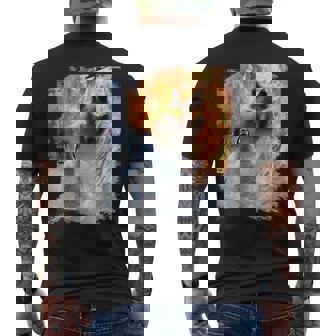 Fire And Ice Wolf Snowy Good And Evil Wolves Men's Back Print T-Shirt - Monsterry