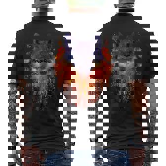 Fire Wolf For Men Cool Wolf Tattoo Men's T-shirt Back Print - Monsterry