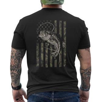 Fishing Camo American Flag Bass Fish Camouflage Men's T-shirt Back Print - Thegiftio UK
