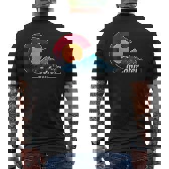 Flag And Mountain Styled Conifer Colorado Men's Back Print T-Shirt - Monsterry