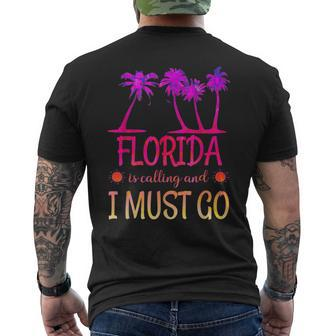 Florida Is Calling And I Must Go Summer Beach Vacation Men's T-shirt Back Print - Monsterry UK