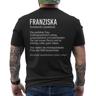 Franziska Lustig Spruch Definitionorname Geburtstag T-Shirt mit Rückendruck - Geschenkecke