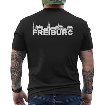 Freiburg Deutschland Skyline Silhouette Outline Sketch S T-Shirt mit Rückendruck - Geschenkecke