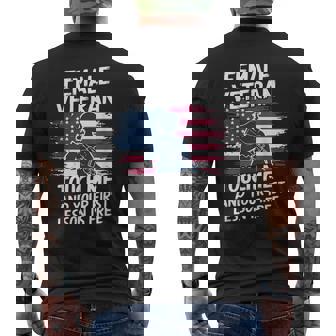 Fun Female Veteran Touch Me And Your First Lesson Is Free Men's T-shirt Back Print - Thegiftio UK