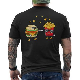 Burger And Pommes Friends Cheeseburger Hamburger T-Shirt mit Rückendruck - Geschenkecke