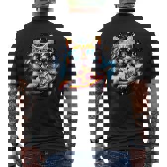 Cat Eating Pizza In Space Kitty Galaxy Men's T-shirt Back Print - Thegiftio UK