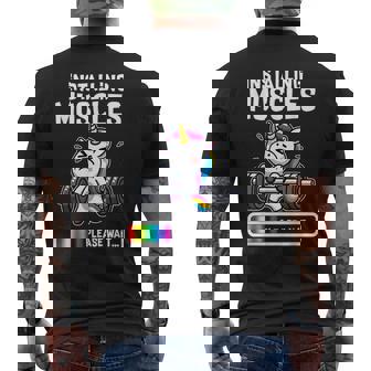 Cute Unicorn Workout Gym Fitness Weightlifting Men's T-shirt Back Print - Monsterry