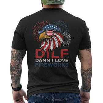 Dilf Damn I Love Fireworks Eagle American 4Th Of July Men's T-shirt Back Print - Monsterry