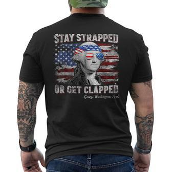 George Washington 4Th Of July Stay Strapped Us Flag Men's T-shirt Back Print - Monsterry AU