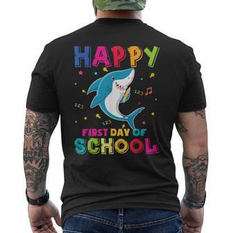 Happy First Day Of School T Shark Student Men's T-shirt Back Print - Monsterry UK