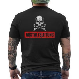 With Ironic Anstaltleitung Skull Slogan S T-Shirt mit Rückendruck - Geschenkecke