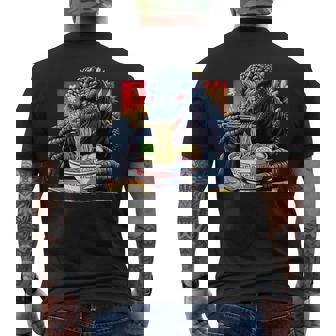 Kaiju Eating Ramen Japanese Monster Lover Birthday Men's T-shirt Back Print - Thegiftio