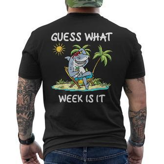 Shark 2024 Week Guess What Week Is It Shark Lover Men's T-shirt Back Print - Monsterry