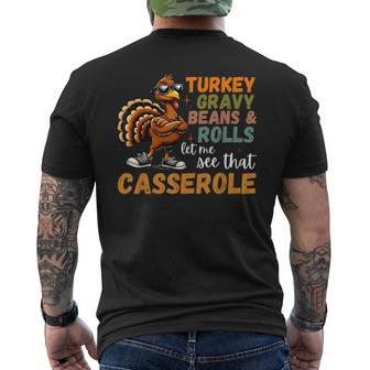 Thanksgiving Turkey Gravy Beans Rolls Casserole Men's T-shirt Back Print - Thegiftio UK