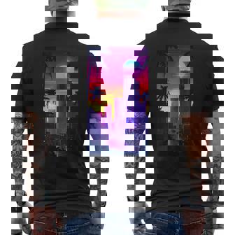 Futuristic Cityscape Twilight Cyberpunk Men's T-shirt Back Print - Thegiftio
