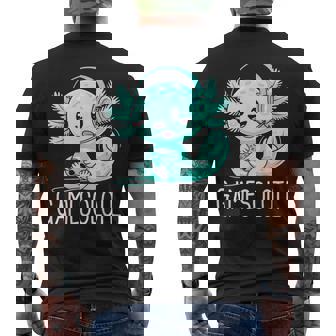 Gamesolotl Kawaii Axolotl Gamer Anime Men's T-shirt Back Print - Thegiftio