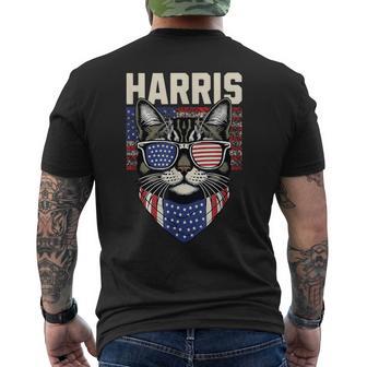 Gato Sin Hijos Lady Kamala Harris 2024 Bandera Estadounidense Lindo Gato Camiseta Hombre Estampado Espalda - Regaloses