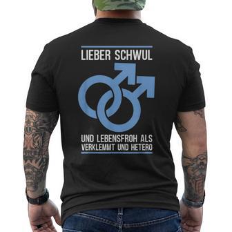 Gay Lieber Schwul Und Lebensfroh Alserlemmund Hetero T-Shirt mit Rückendruck - Geschenkecke