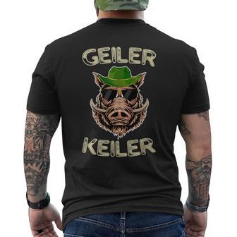 Geiler Keiler Wildsau Lumberjack Weidmannsheil Junghäger T-Shirt mit Rückendruck - Geschenkecke