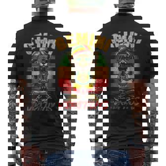 Gemini Vibes Rasta Reggae Teddy Bear Island Beach Birthday Men's T-shirt Back Print - Monsterry