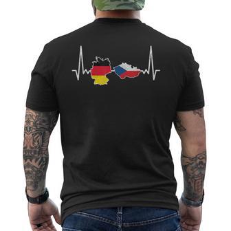 German Czech Flag Heart Lineintage T-Shirt mit Rückendruck - Seseable