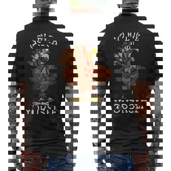 Go Pluck Yourself Thanksgiving Angry Turkey Gobble Men's T-shirt Back Print - Monsterry