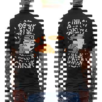 A Good Day Starts With Coffee And Croissant Men's Back Print T-Shirt - Monsterry