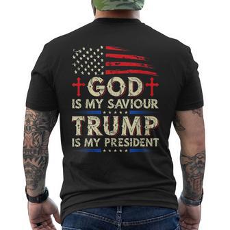 Gott Ist Mein Erlö God Is My Redeemer Trumpf Is My President T-Shirt mit Rückendruck - Geschenkecke