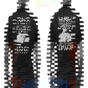 GRANDPA & GRANDSON BOND CAN'T BE BROKEN Fist Bump Meme Men's Back Print T-Shirt - Monsterry