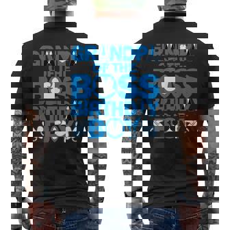 Grandpa Of The Boss Birthday Boy Baby Family Decorations Men's T-shirt Back Print - Monsterry