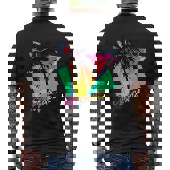 Grenada 80S Tropical Summer Sunset Palm Tree Sunset Men's T-shirt Back Print - Monsterry