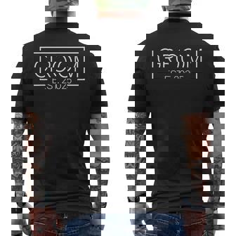 Groom Est 2025 Mr Hubby Bachelor Party Wedding Husband Men's Back Print T-Shirt - Monsterry