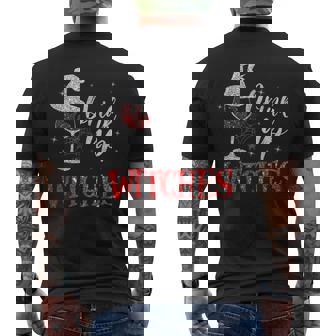 Halloween Glass of Wine Drink Up Witches Drinking Wine Men's Back Print T-Shirt - Monsterry