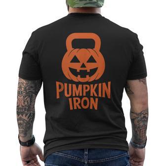 Halloween Kettlebell Workout Pumpkin Iron Gym Fitness Men's T-shirt Back Print - Thegiftio UK