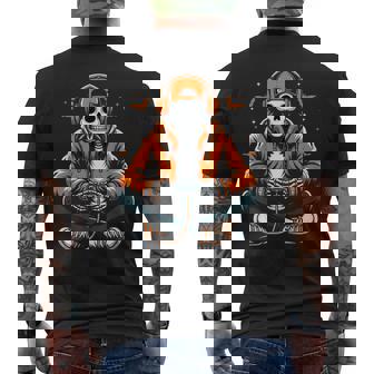 Halloween Skeleton Gamer Video Gaming Halloween Boys Men's T-shirt Back Print - Monsterry