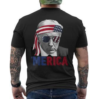 Happy 4Th Of July 'Merica Trump American Flag Usa Men's T-shirt Back Print - Monsterry