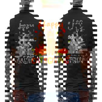Happy Catsgiving Thanksgiving Kitten Cat Wears Pilgrim Hat Men's T-shirt Back Print - Thegiftio UK