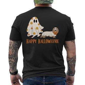 Happy Halloweenie Ghost Dachshund Dressed As Ghost Halloween Men's T-shirt Back Print - Thegiftio UK