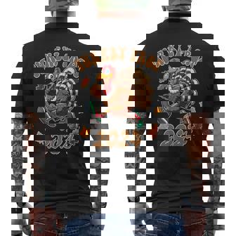 Happy Thanksgiving Day Running Turkey Turkey Trot 2024 Men's T-shirt Back Print - Thegiftio UK