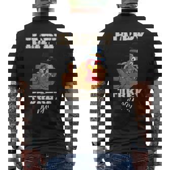 Happy Turkey Day Feast Thanksgiving Holiday Party Men's T-shirt Back Print - Monsterry