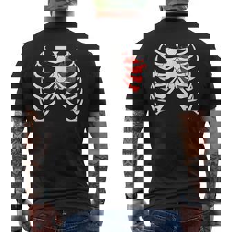 Heart Inside Chest Rib Cage Skeleton Men's T-shirt Back Print - Monsterry
