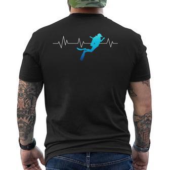 Heartbeat Scuba Diving Diver Underwater Dive Deep-Sea Swim Men's T-shirt Back Print - Monsterry