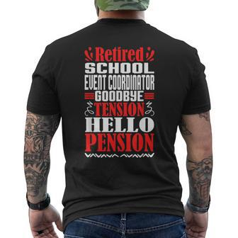 Hello Pension Retired School Event Coordinator Men's T-shirt Back Print - Monsterry UK