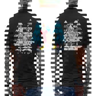 Hen Snowy Winter Landscape Animal Farmer Scarf Chicken Premium Men's Back Print T-Shirt - Monsterry